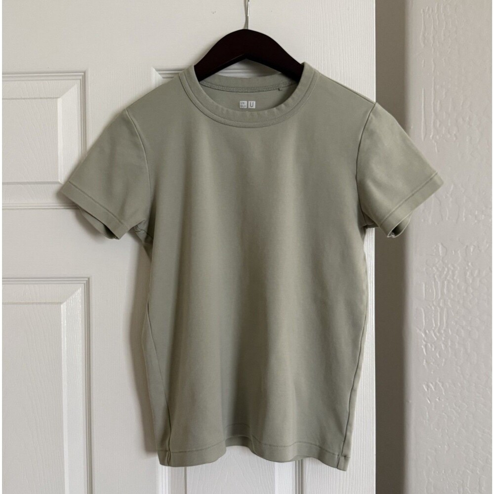 UNIQLO U Crew Neck T-Shirt S Sage Green 100% Cotton Short Sleeve